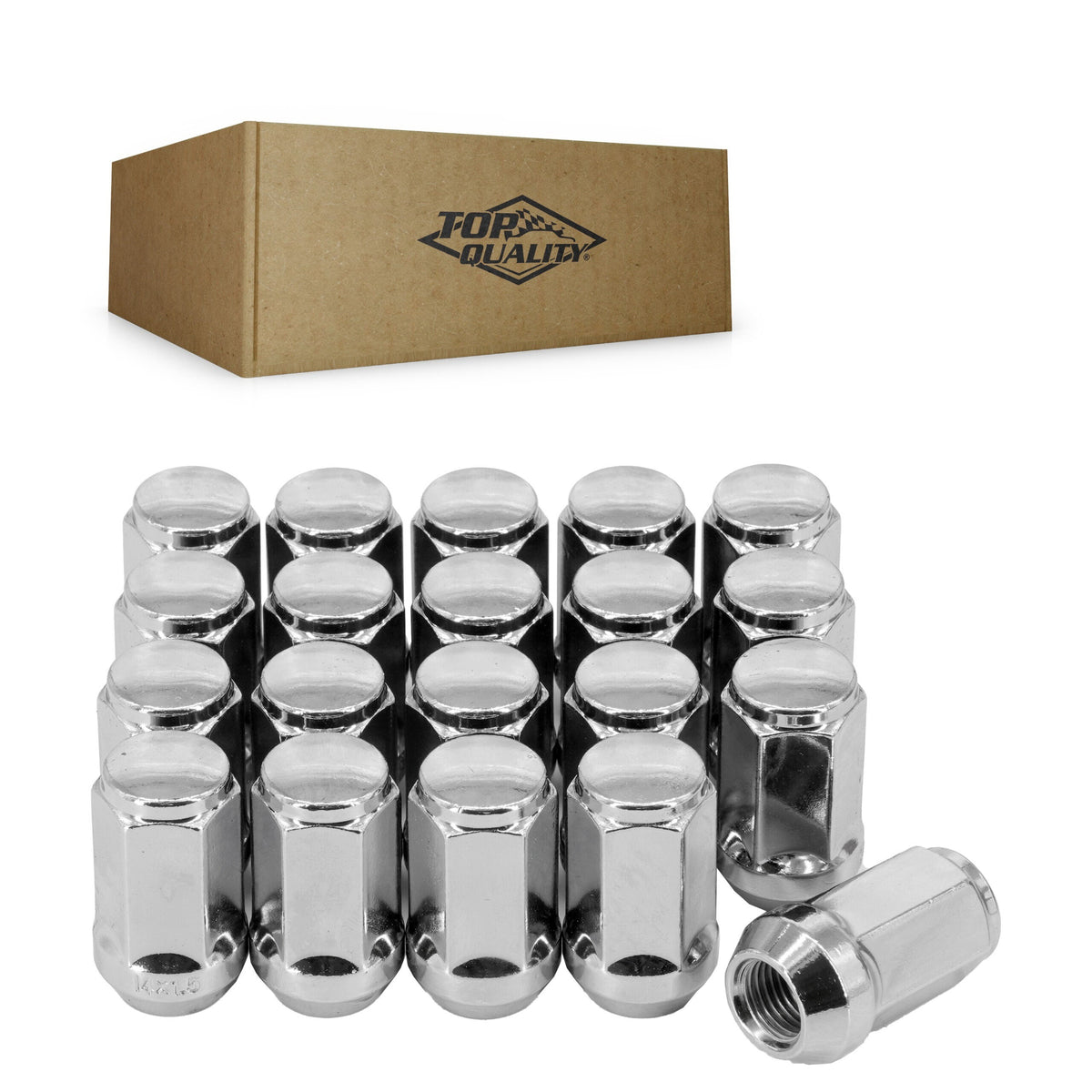 Top Quality Chrome Wheel Nut Bulge Acorn 21 HEX M14X1.5 (20 Pack) For Chevrolet Ford GMC Ram F-150 1500 Silverado Sierra