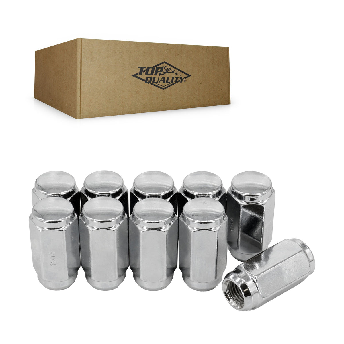 Top Quality Chrome Wheel Lug Nut Duplex Acorn 22 HEX M14X1.5 (10 Pack) For Chevrolet Ford GMC Ram F-150 1500 Silverado