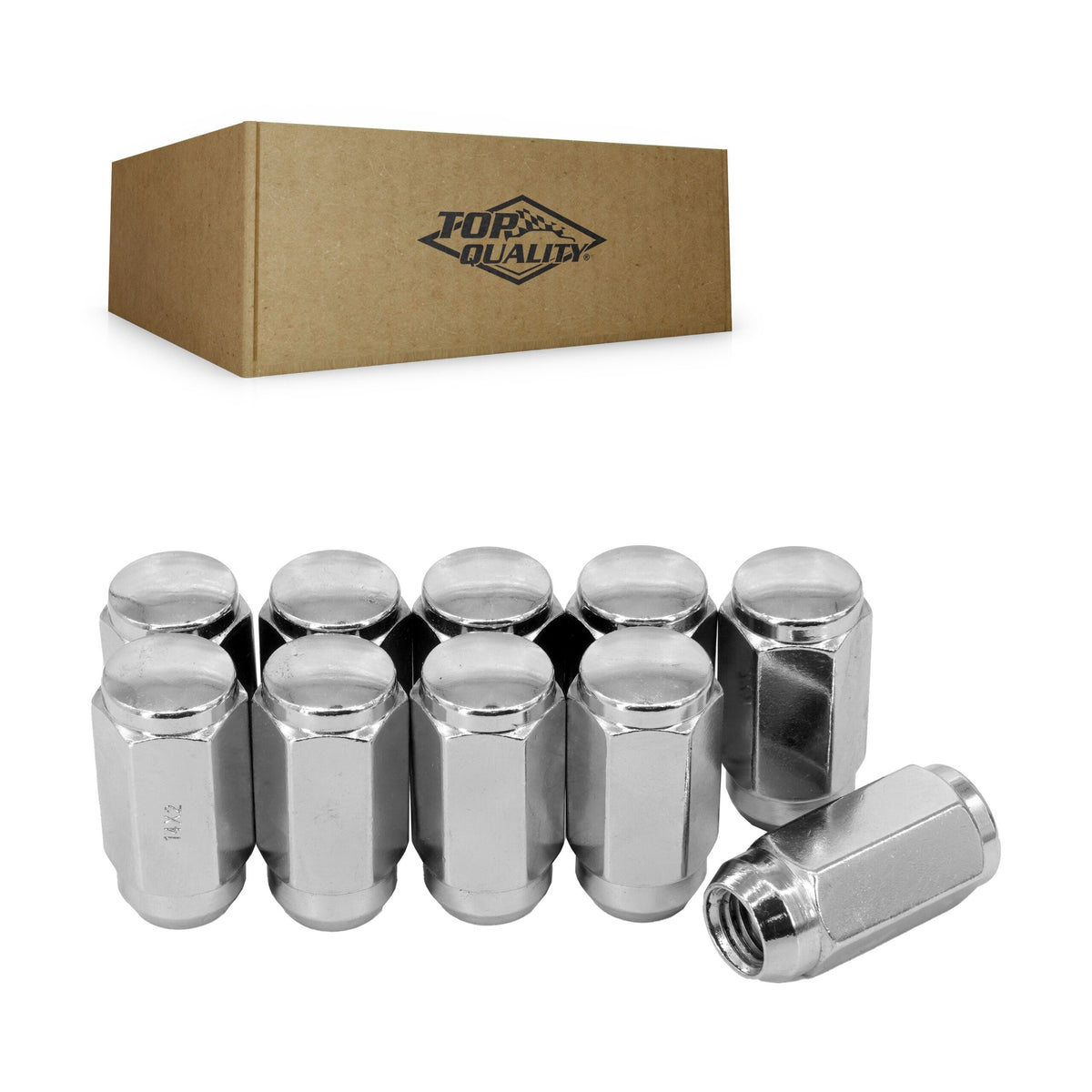 Top Quality Chrome Wheel Lug Nut Duplex Acorn 22 HEX M14X2.00 (10 Pack) For Ford F-150 F-350 Super Duty Expedition Lincoln