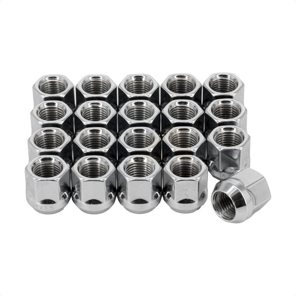 Top Quality Chrome OpenEnd Wheel Lug Nut Bulge Acorn 19 HEX M14X1.5 (20 Pack) For Chevrolet Ford GMC Ram F-150 1500