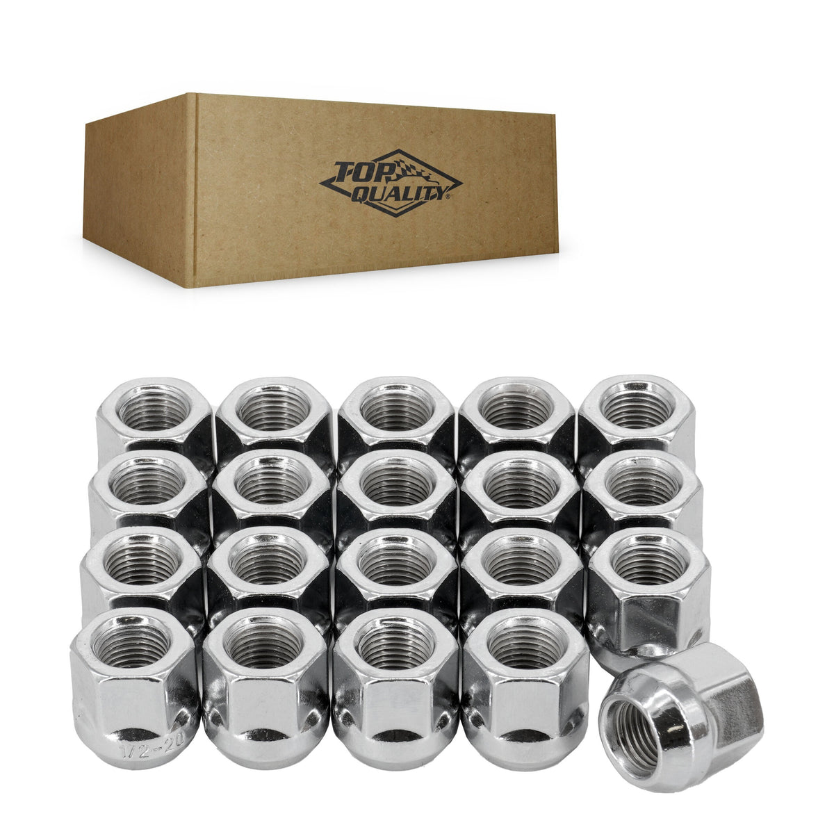 Top Quality Chrome OpenEnd Wheel Lug Nut Bulge Acorn 19 HEX 1/2"X20 (20 Pack) For Ford Ranger Explorer Edge Lincoln MKX