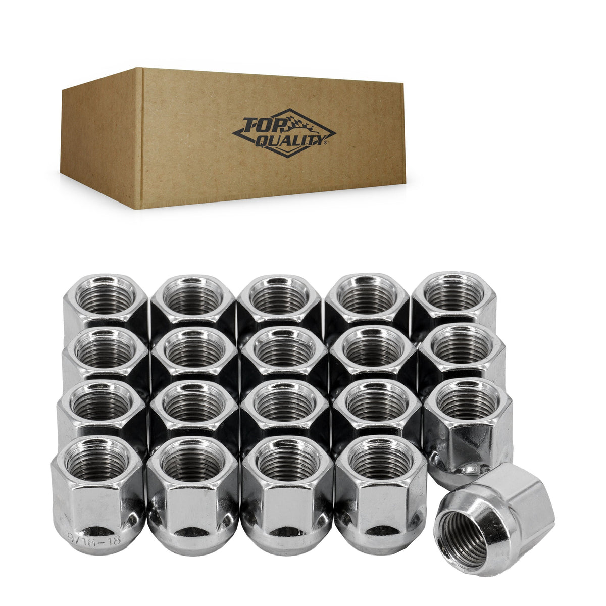 Top Quality Chrome OpenEnd Wheel Lug Nut Bulge Acorn 19 HEX 9/16"X18 (20 Pack) For Dodge Ram 1500 Ford 2500 3500 E-350
