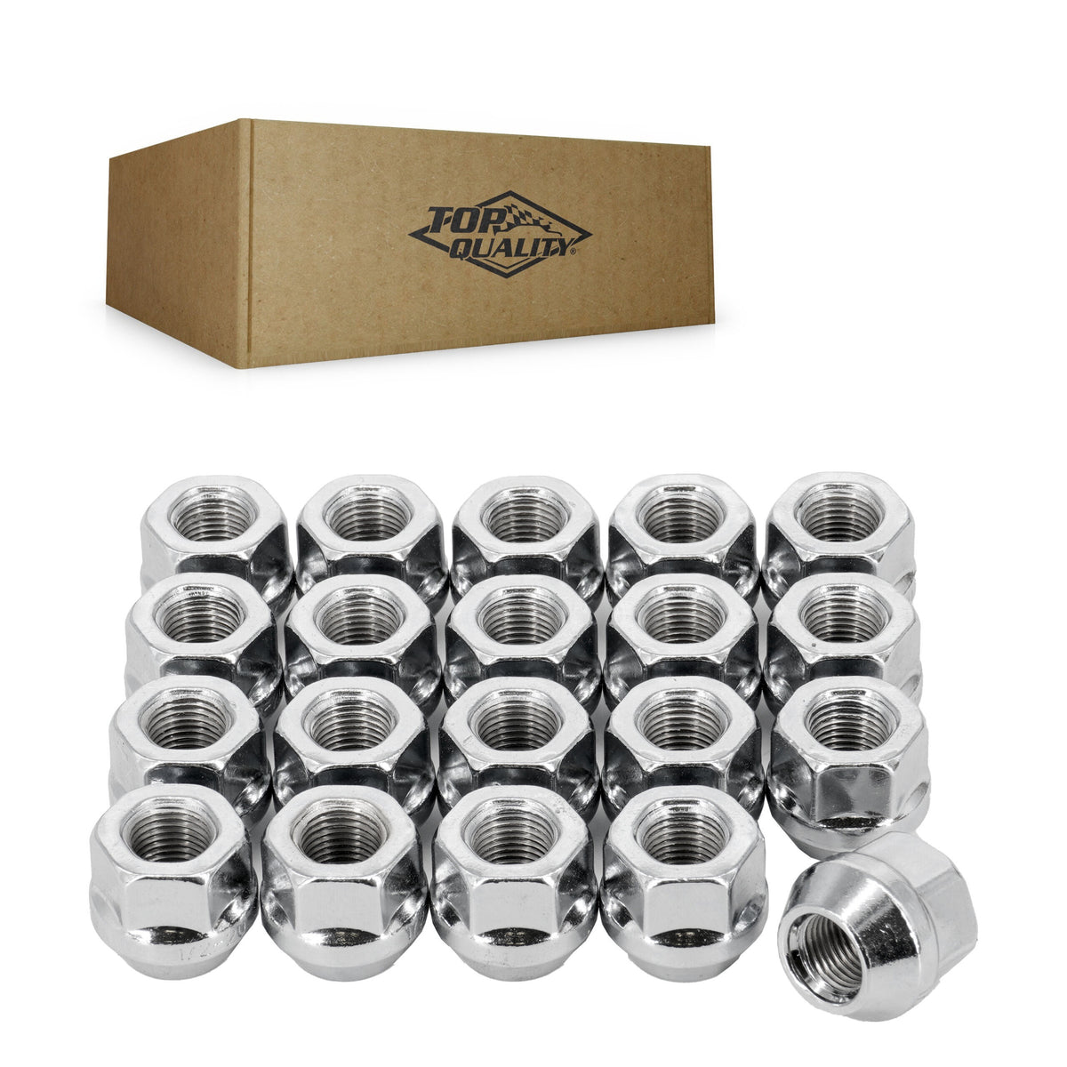 Top Quality Chrome OpenEnd Wheel Lug Nut Bulge Acorn 21 HEX 1/2"X20 (20 Pack) For Ford Ranger Explorer Edge Lincoln MKX