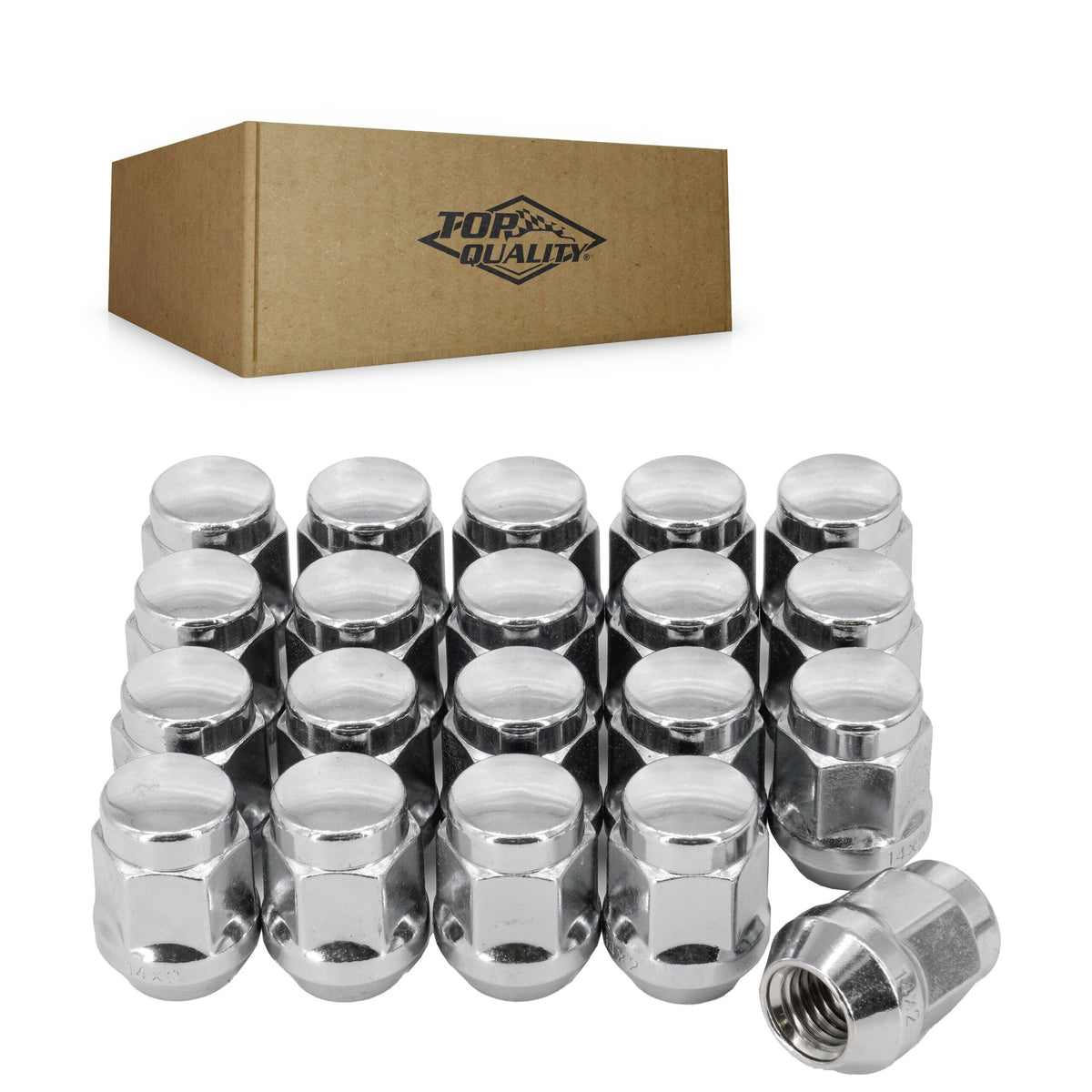 Top Quality Chrome Length Bulge Acorn 21 HEX M14X2.00 (20 Pack) For Ford F-150 F-350 Super Duty Expedition Lincoln