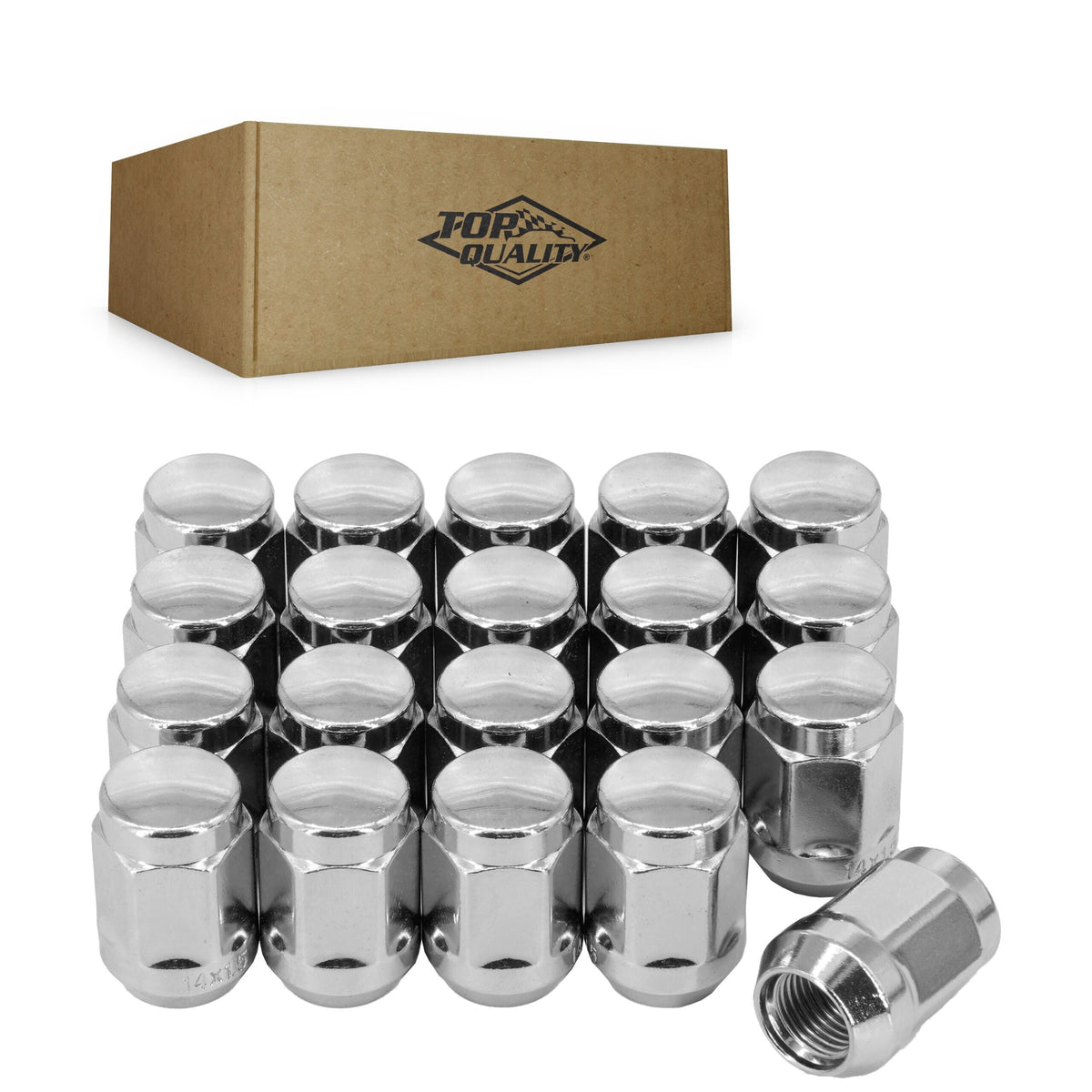 Top Quality Chrome Wheel Lug Nut Bulge Acorn 21 HEX M14X1.5 (20 Pack) For Chevrolet Ford GMC Ram F-150 1500 Silverado