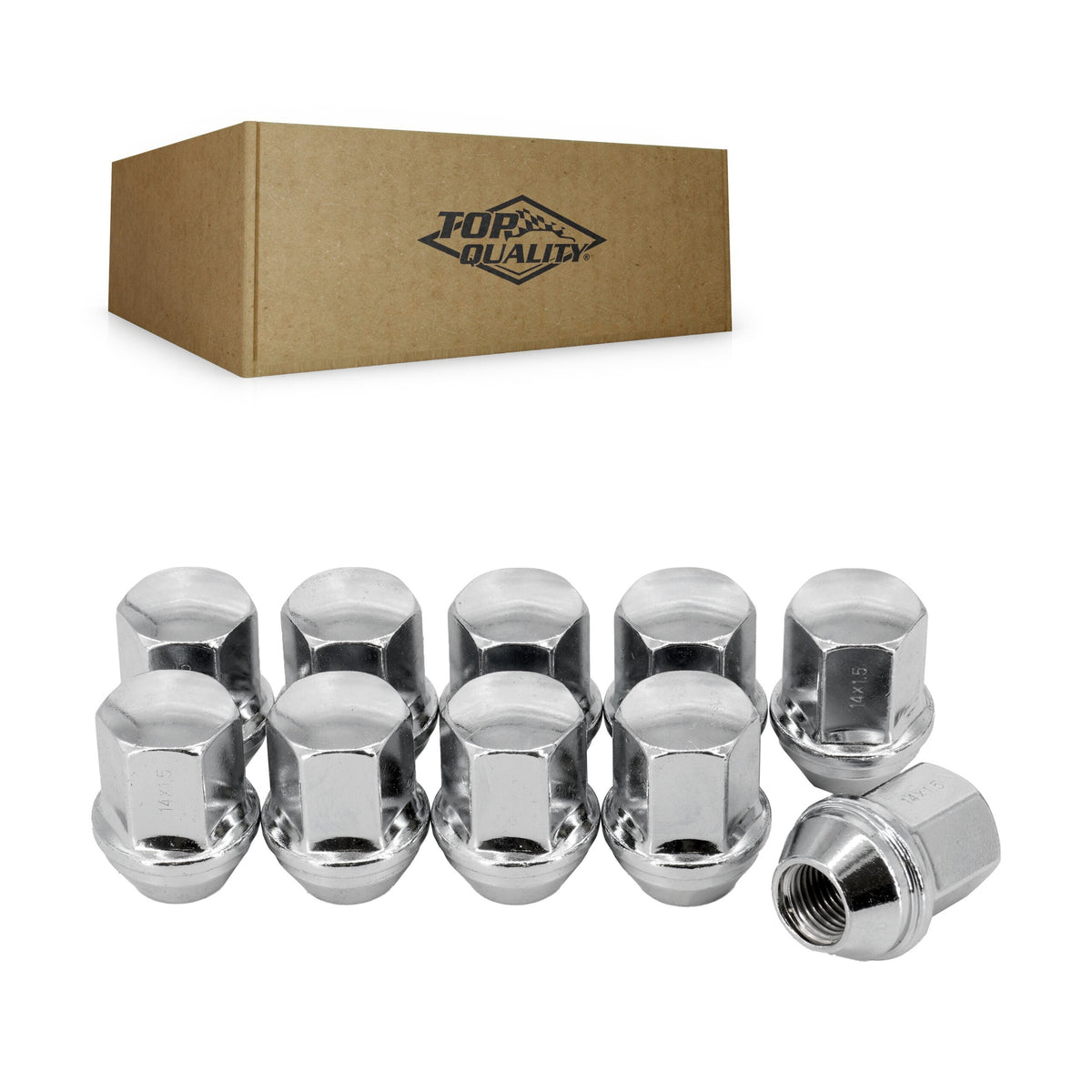 Top Quality Chrome Wheel Lug Nut Bulge Acorn 22 HEX M14X1.5 (10 Pack) For Chevrolet Buick Cadillac Malibu Impala Camaro