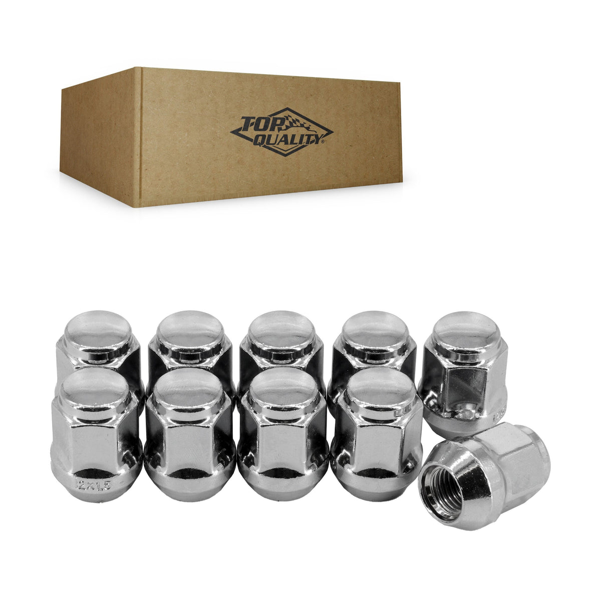 Écrou de roue Top Quality Chrome Bulge Acorn 19 HEX M12X1.5 (Paquet de 10) pour Dodge Grand Caravan Chrysler Journey Jeep