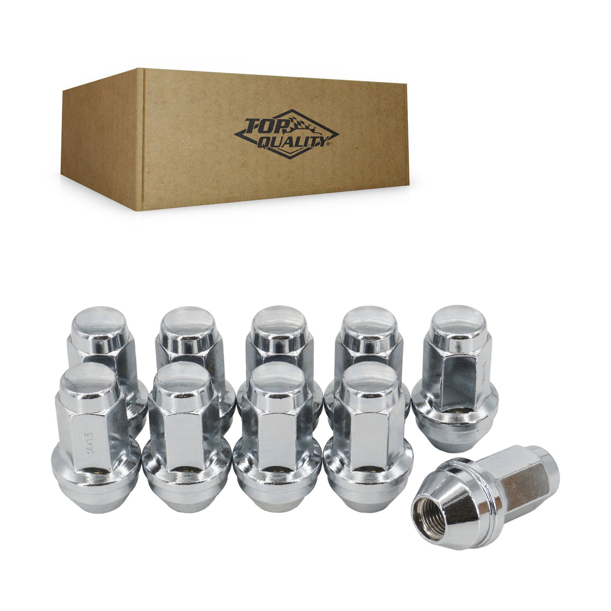 Écrou de roue Top Quality Chrome Bulge Acorn 21 HEX M14X1.5X54L (Paquet de 10) pour Ford F-150 Transit-250 Transit-150