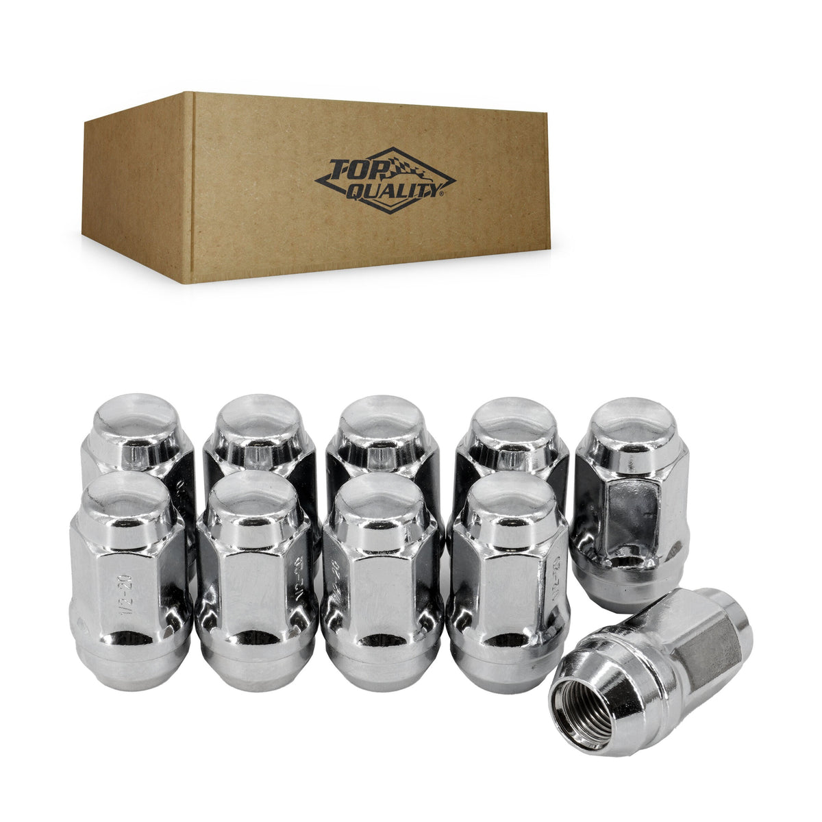 Top Quality Chrome Wheel Lug Nut Bulge Acorn 3/4" HEX 1/2"X20 (10 Pack) For Ford Ranger Explorer Edge Lincoln MKX Flex