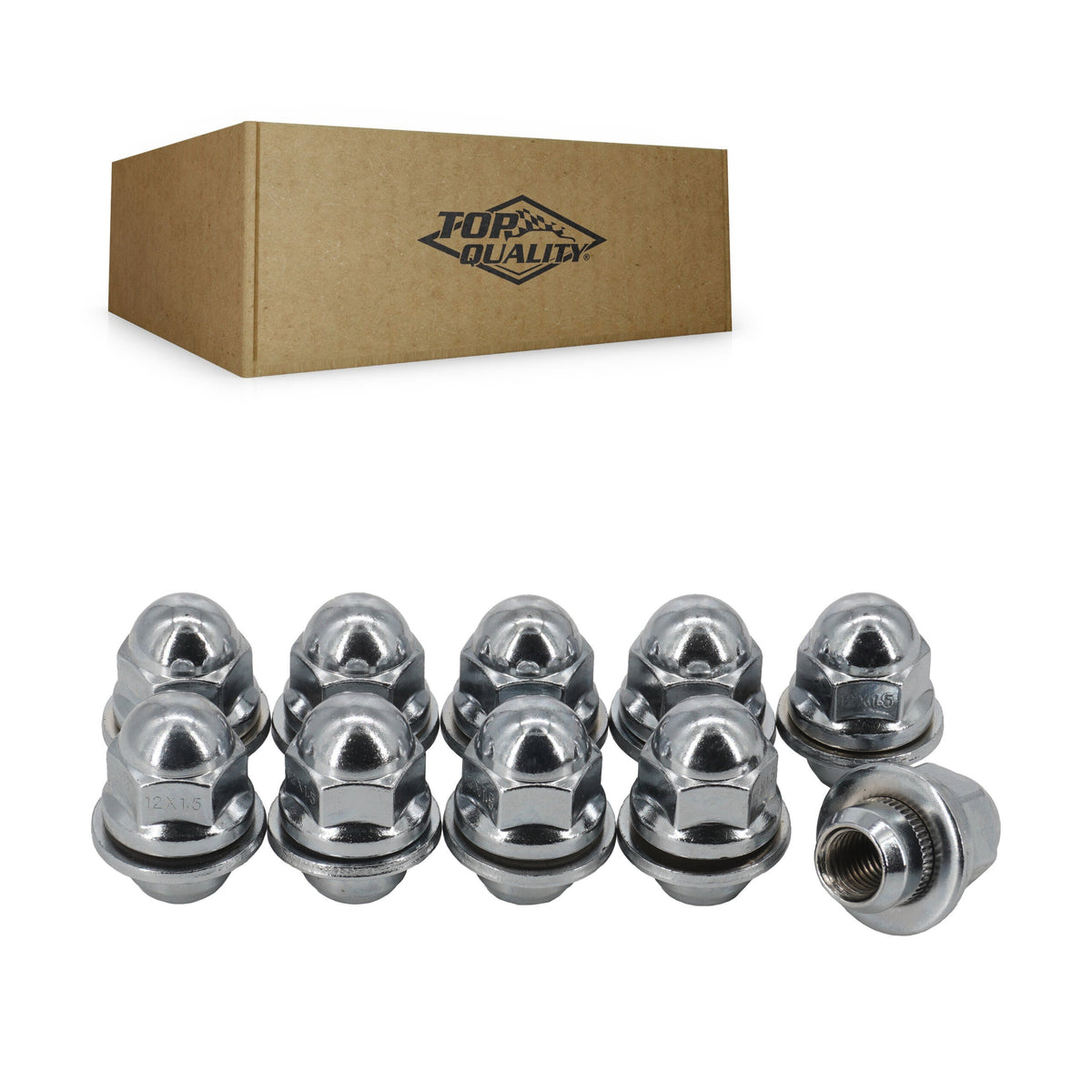 Top Quality Chrome Wheel Lug Nut Mag with Flange 21 HEX M12X1.5 (10 Pack) For Toyota Corolla RAV4 Lexus Camry Mitsubishi