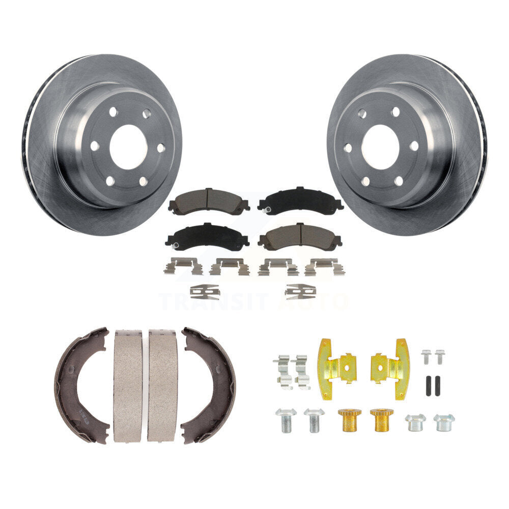 Transit Auto Rear Disc Rotors Ceramic Pads Parking Brake Shoes And Hardware Kit For 2004 GMC Sierra 1500 With 2 Piston