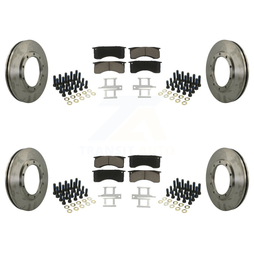 CMX Front Rear Brake Rotor And Ceramic Pad Kit For IC Corporation CE School Bus Commercial International 4400 HC Integrated