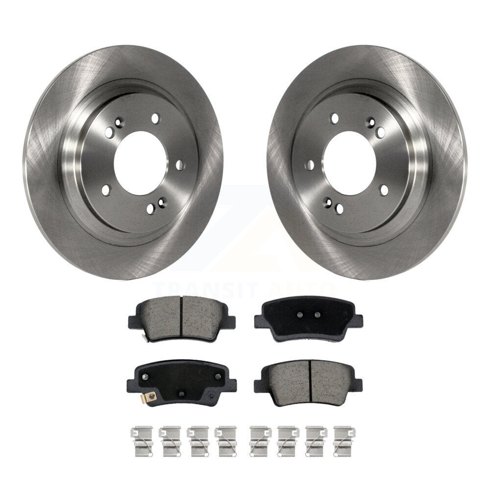 CMX Rear Disc Brake Rotors And Ceramic Pads Kit For Hyundai Elantra With Manual Parking K8C-104877 - Product & Packaging View