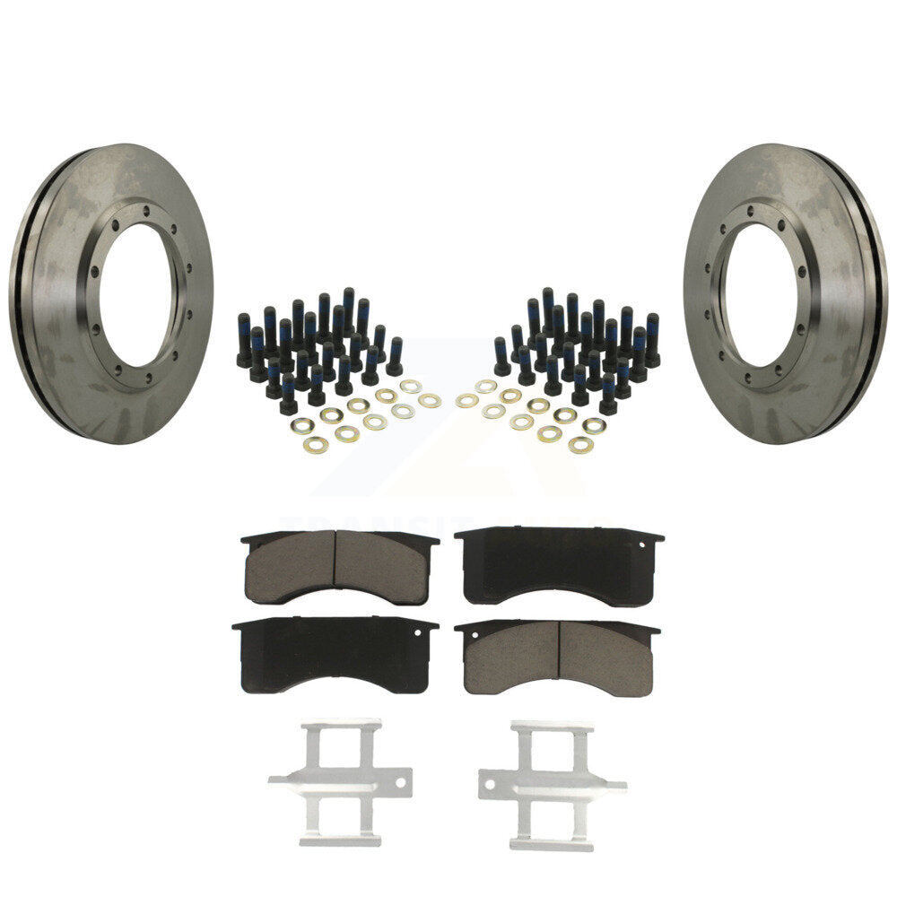 CMX Rear Disc Brake Rotors And Ceramic Pad Kit For IC Corporation CE School Bus Commercial International 4400 HC Integrated