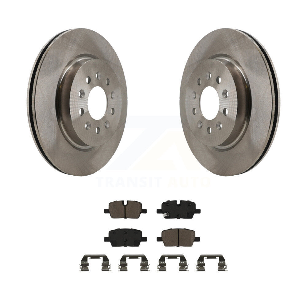 CMX Rear Disc Brake Rotors And Ceramic Pads Kit For 2020-2023 Cadillac CT4 With 321mm Diameter Front Rotor 4 Piston