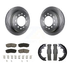 Transit Auto Rear Disc Rotors Ceramic Pads And Parking Brake Shoes Kit For Toyota 4Runner Lexus GX460 FJ Cruiser K8C-104897