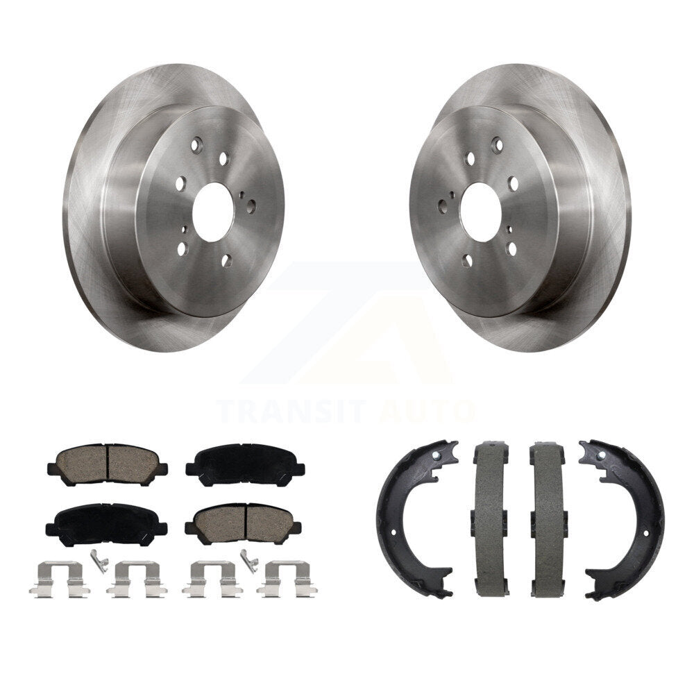 Transit Auto Rear Disc Rotors Ceramic Pads And Parking Brake Shoes Kit For 2014 Toyota Highlander Hybrid Limited with FULL