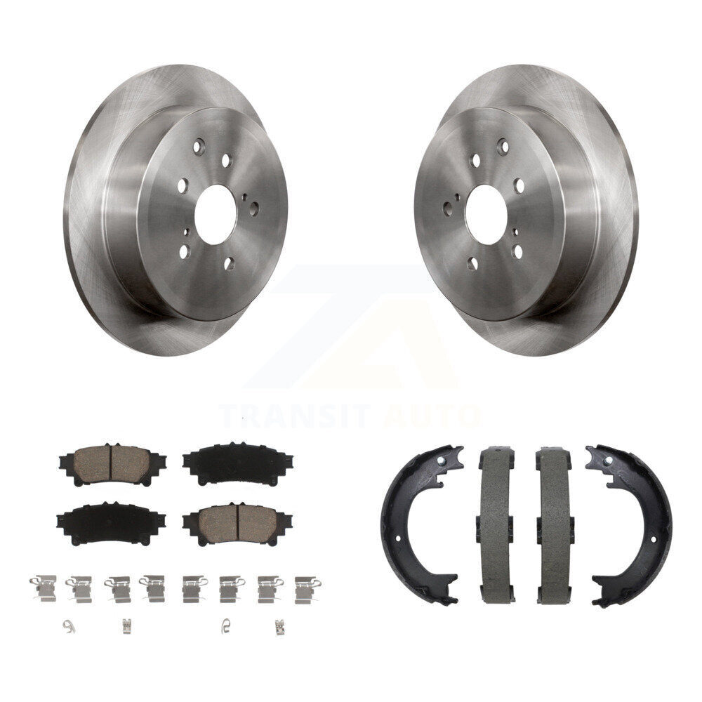 Transit Auto Rear Disc Rotors Ceramic Pads And Parking Brake Shoes Kit For Toyota Sienna Highlander Lexus RX350 RX450h