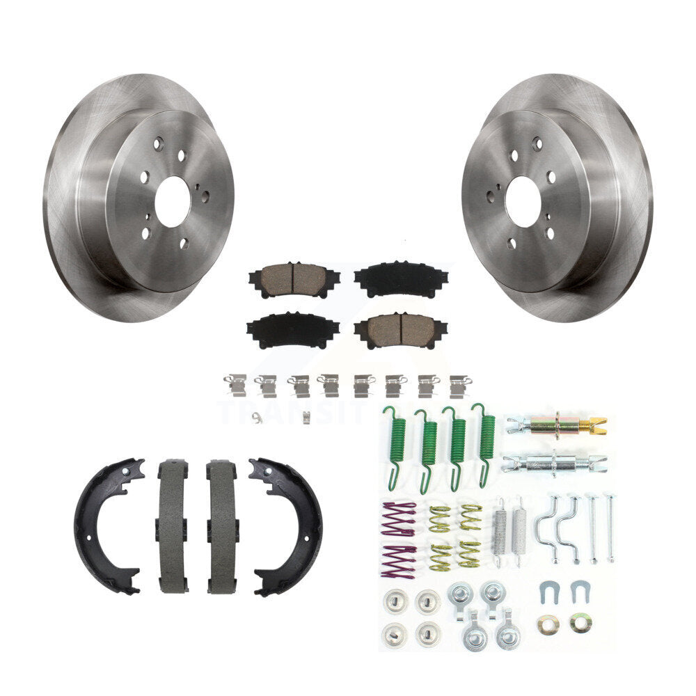 Transit Auto Rear Disc Rotors Ceramic Pads Parking Brake Shoes And Hardware Kit For 2014 Toyota Highlander Hybrid LE XLE