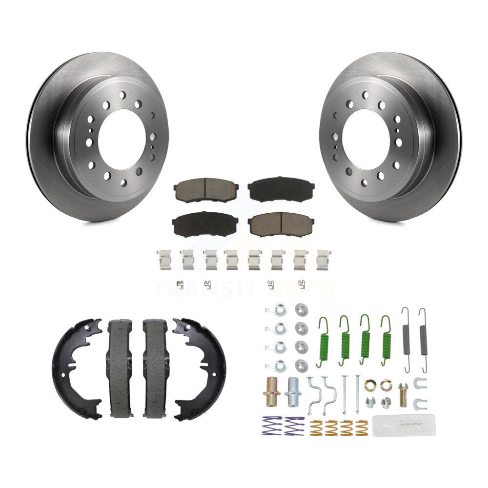 Transit Auto Rear Disc Rotors Ceramic Pads Parking Brake Shoes And Hardware Kit For Toyota 4Runner FJ Cruiser Sequoia Lexus