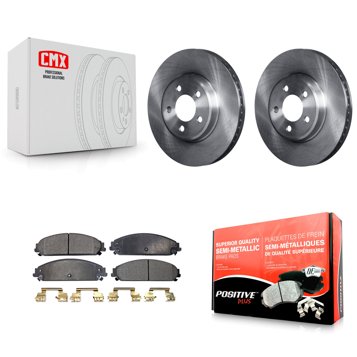 Transit Auto Front Disc Brake Rotors And Semi-Metallic Pads Kit For 2019 Dodge Challenger SXT with AWD With 320mm Diameter