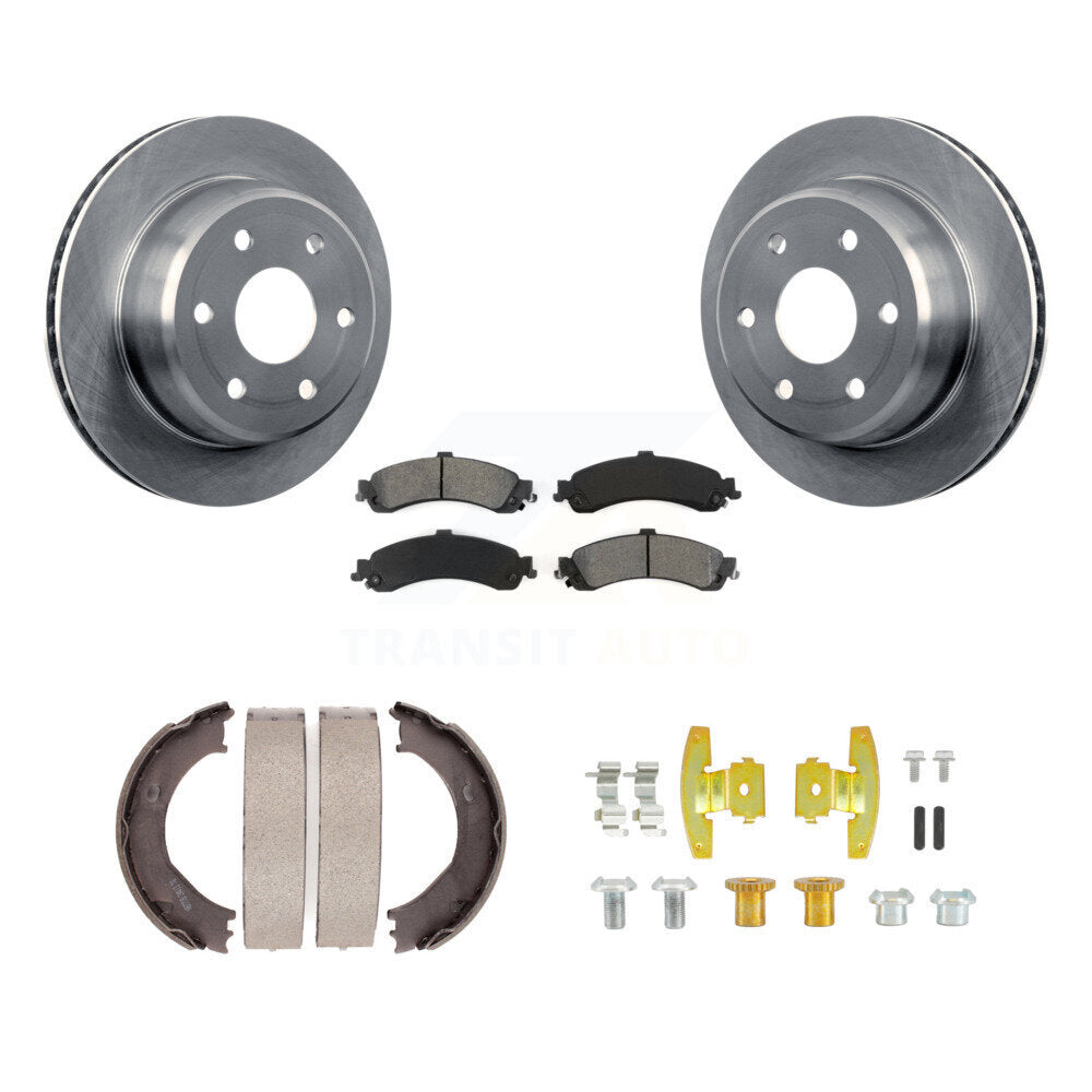 Transit Auto Rear Disc Rotors Semi-Metallic Pads Parking Brake Shoes And Hardware Kit For 2004 GMC Sierra 1500 With 2 Piston Caliper K8S-105149