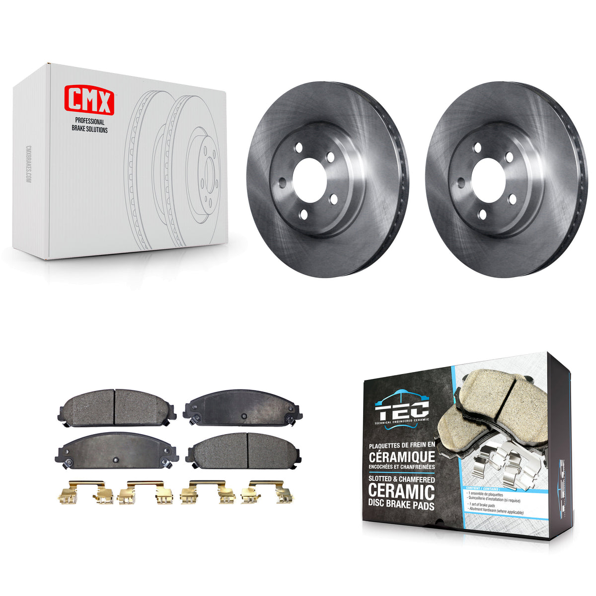 Transit Auto Front Disc Brake Rotors And Ceramic Pads Kit For 2019 Dodge Challenger SXT with AWD With 320mm Diameter Rotor