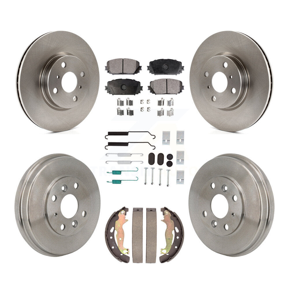 Transit Auto Front Rear Disc Brake Rotors Ceramic Pads And Drum Kit (7Pc) For 2019 Toyota Yaris Hatchback with rear brakes K8T-106042