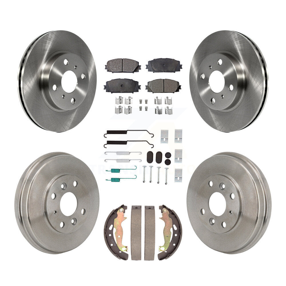 Transit Auto Front Rear Disc Brake Rotors Ceramic Pads And Drum Kit (7Pc) For 2019 Toyota Yaris Hatchback with rear brakes K8T-106043