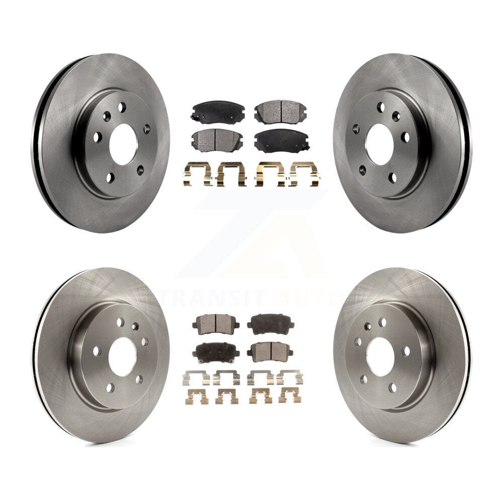 Transit Auto Front Rear Disc Brake Rotors And Ceramic Pads Kit For 2013-2015 Chevrolet Malibu Turbocharged With 296mm Diameter Rotor K8T-106082