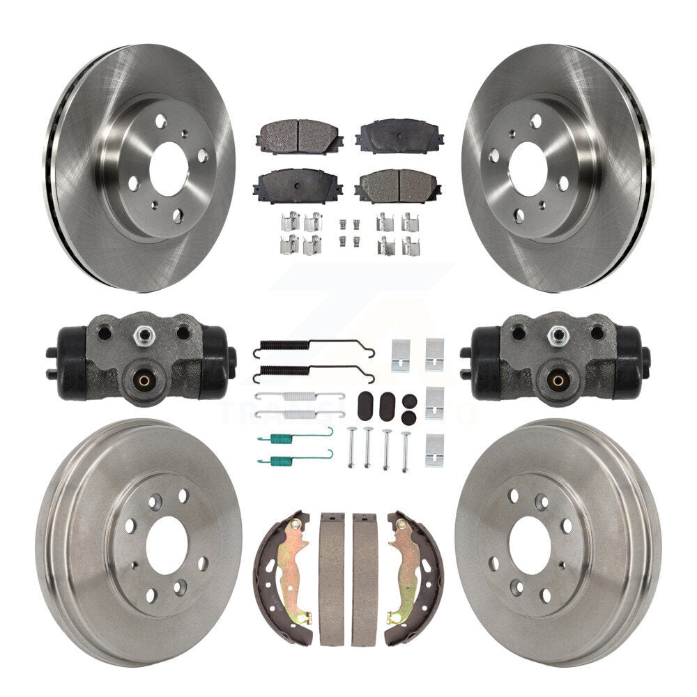 Transit Auto Front Rear Disc Brake Rotors Ceramic Pads And Drum Kit (9Pc) For 2019 Toyota Yaris Hatchback with rear brakes K8T-106091