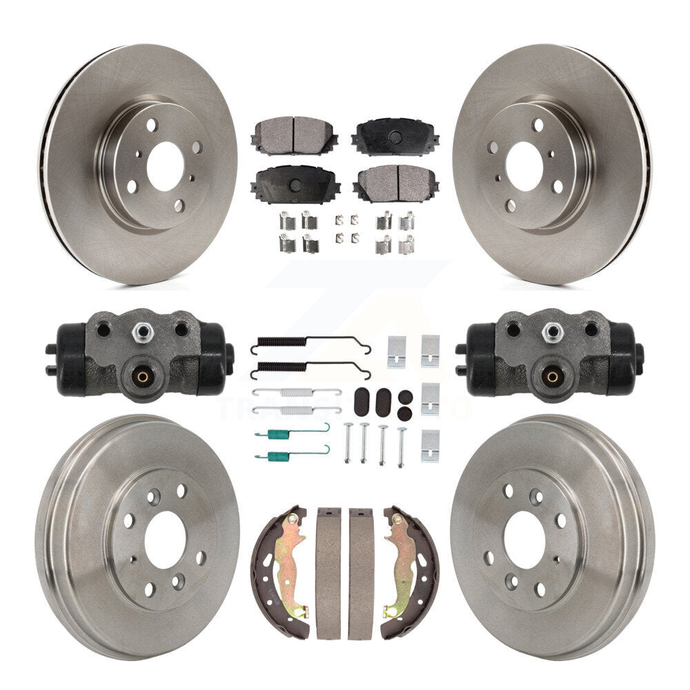 Transit Auto Front Rear Disc Brake Rotors Ceramic Pads And Drum Kit (9Pc) For 2019 Toyota Yaris Hatchback with rear brakes K8T-106092