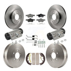 Transit Auto Front Rear Disc Brake Rotors Ceramic Pads And Drum Kit (9Pc) For 2008 Mazda Tribute With 9" Diameter K8T-106094
