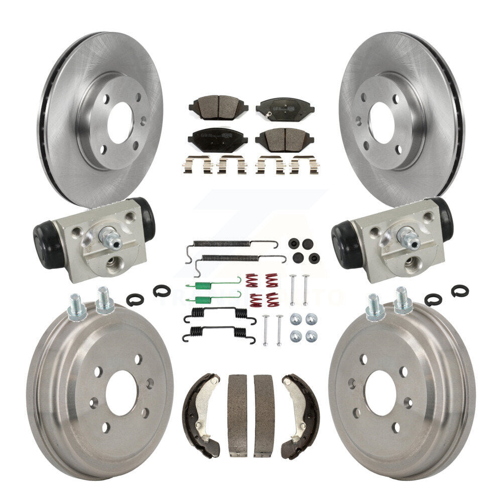 Transit Auto Front Rear Disc Brake Rotors Ceramic Pads And Drum Kit (9Pc) For 2016-2022 Chevrolet Spark K8T-106095