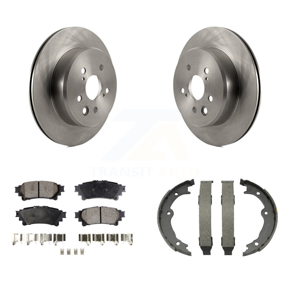 Transit Auto Rear Disc Rotors Ceramic Pads And Parking Brake Shoes Kit For Lexus IS300 IS350 GS350 RC350 RC300 IS200t GS450h GS300 RC200t GS200t K8T-106098