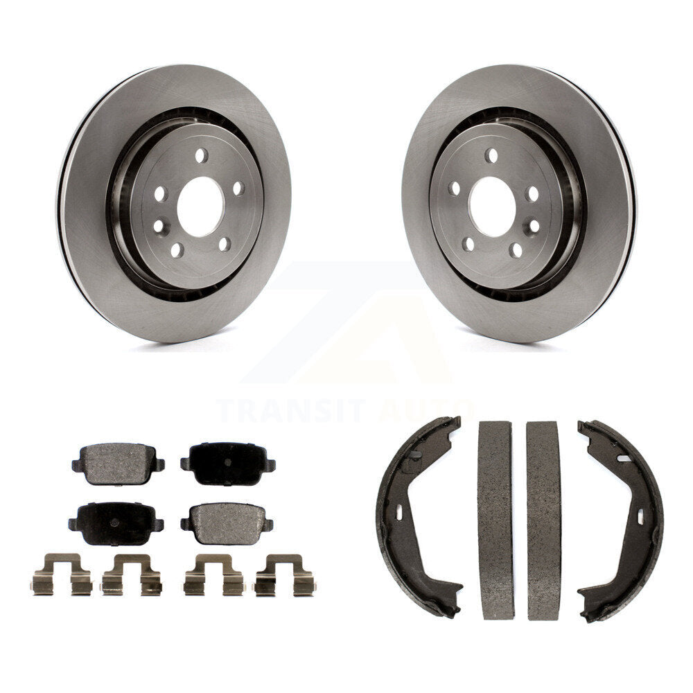 Transit Auto Rear Disc Rotors Ceramic Pads And Parking Brake Shoes Kit For 2007-2009 Volvo S80 FWD With Vented Rotor K8T-106099