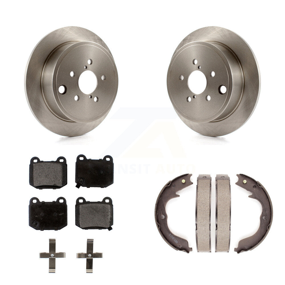 Transit Auto Rear Disc Rotors Ceramic Pads And Parking Brake Shoes Kit For 2014 Subaru WRX With 17" Factory Wheels K8T-106100
