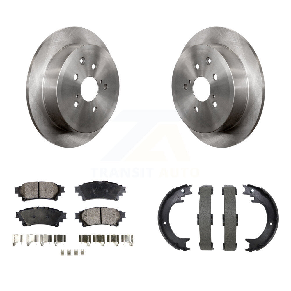 Transit Auto Rear Disc Rotors Ceramic Pads And Parking Brake Shoes Kit For Toyota Sienna Highlander Lexus RX350 RX450h K8T-106105