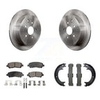 Transit Auto Rear Disc Rotors Ceramic Pads And Parking Brake Shoes Kit For 2014 Toyota Highlander Hybrid Limited with FULL HYBRID EV-GAS (FHEV) engine K8T-106107
