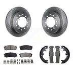 Transit Auto Rear Disc Rotors Ceramic Pads And Parking Brake Shoes Kit For Toyota 4Runner Lexus GX460 FJ Cruiser K8T-106108
