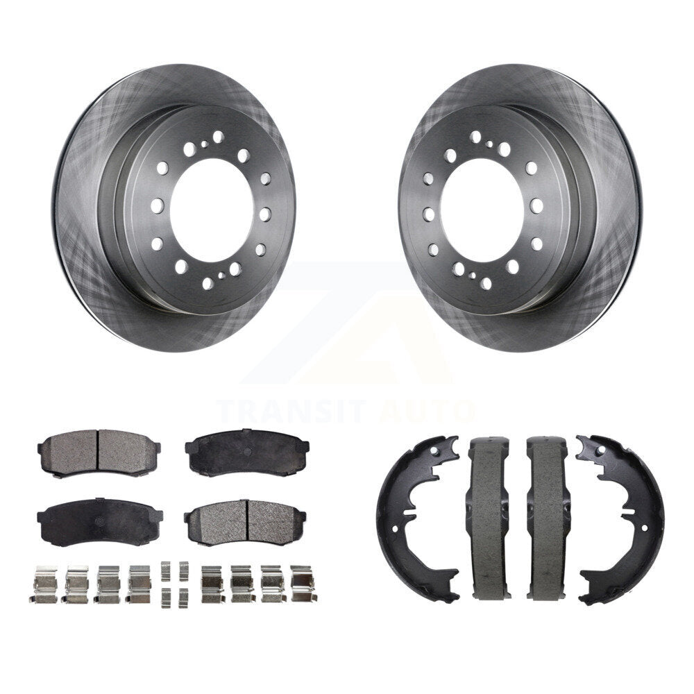 Transit Auto Rear Disc Rotors Ceramic Pads And Parking Brake Shoes Kit For Toyota 4Runner Lexus GX460 FJ Cruiser K8T-106108