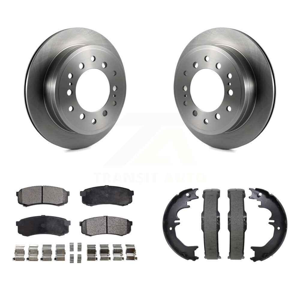 Transit Auto Rear Disc Rotors Ceramic Pads And Parking Brake Shoes Kit For Toyota 4Runner FJ Cruiser Sequoia Lexus GX470 K8T-106109