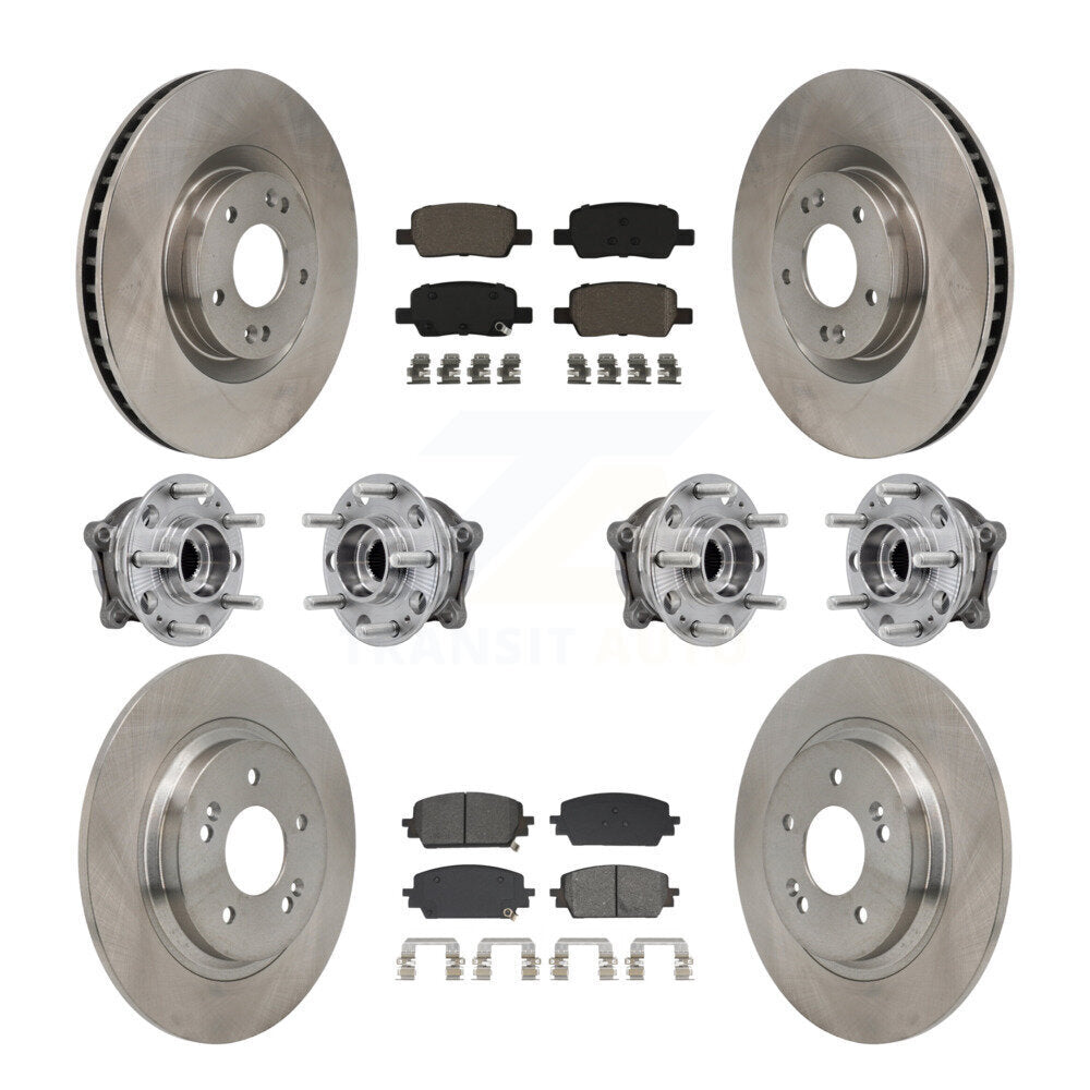 Transit Auto Front Rear Hub Bearings Assembly Disc Brake Rotors And Semi-Metallic Pads Kit (10Pc) For Hyundai Santa Fe Kia Sorento AWD with GAS engine - Left Right Side (Driver Passenger) KBB-130213
