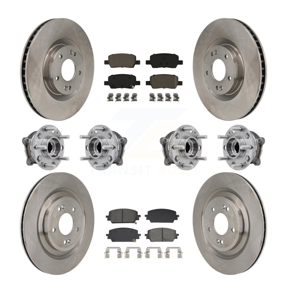 Transit Auto Front Rear Hub Bearings Assembly Disc Brake Rotors And Semi-Metallic Pads Kit (10Pc) For Hyundai Santa Fe Kia Sorento - Left Right Side (Driver Passenger) KBB-130214