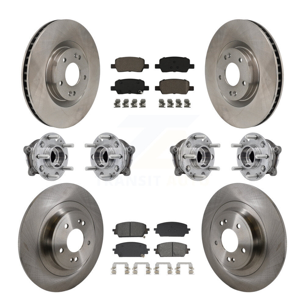 Transit Auto Front Rear Hub Bearings Assembly Disc Brake Rotors And Semi-Metallic Pads Kit (10Pc) For Hyundai Santa Cruz Kia Sorento - Left Right Side (Driver Passenger) KBB-130215