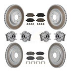 Transit Auto Front Rear Hub Bearings Assembly Coated Disc Brake Rotors And Semi-Metallic Pads Kit (10Pc) For Hyundai Santa Fe Kia Sorento - Left Right Side (Driver Passenger) KBB-130296