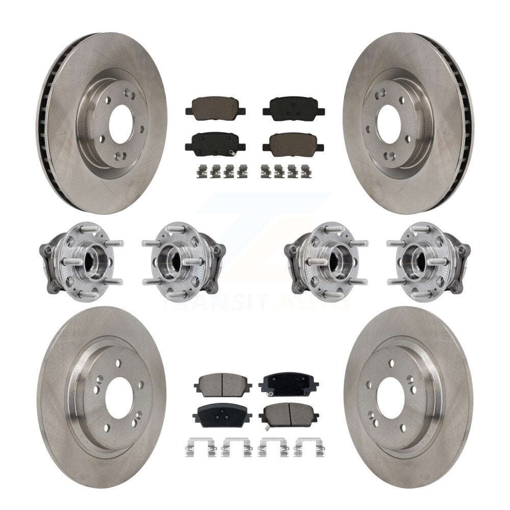 Transit Auto Front Rear Hub Bearings Assembly Disc Brake Rotors And Ceramic Pads Kit (10Pc) For Hyundai Santa Fe Kia Sorento AWD with GAS engine - Left Right Side (Driver Passenger) KBB-130335