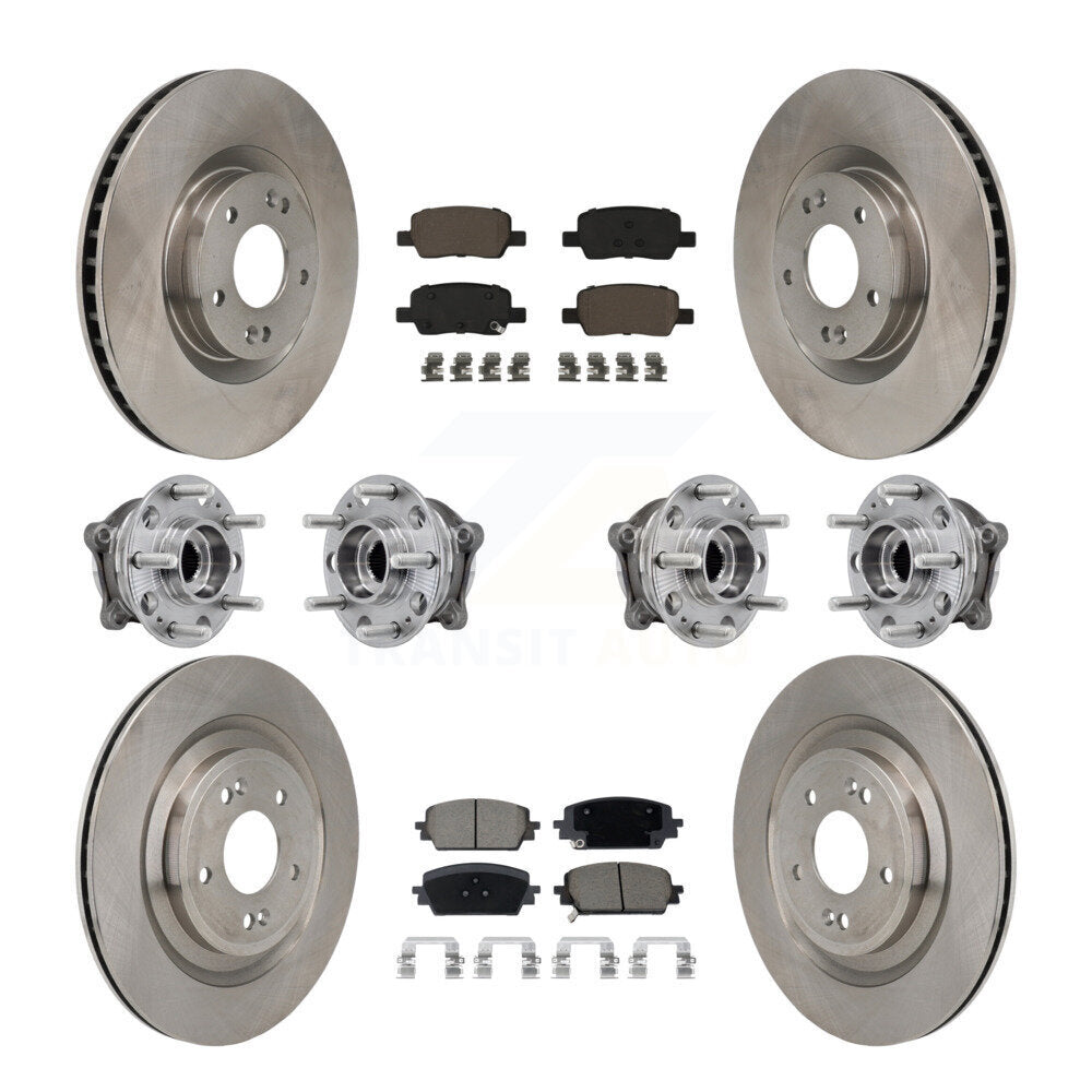 Transit Auto Front Rear Hub Bearings Assembly Disc Brake Rotors And Ceramic Pads Kit (10Pc) For Hyundai Santa Fe Kia Sorento - Left Right Side (Driver Passenger) KBB-130336