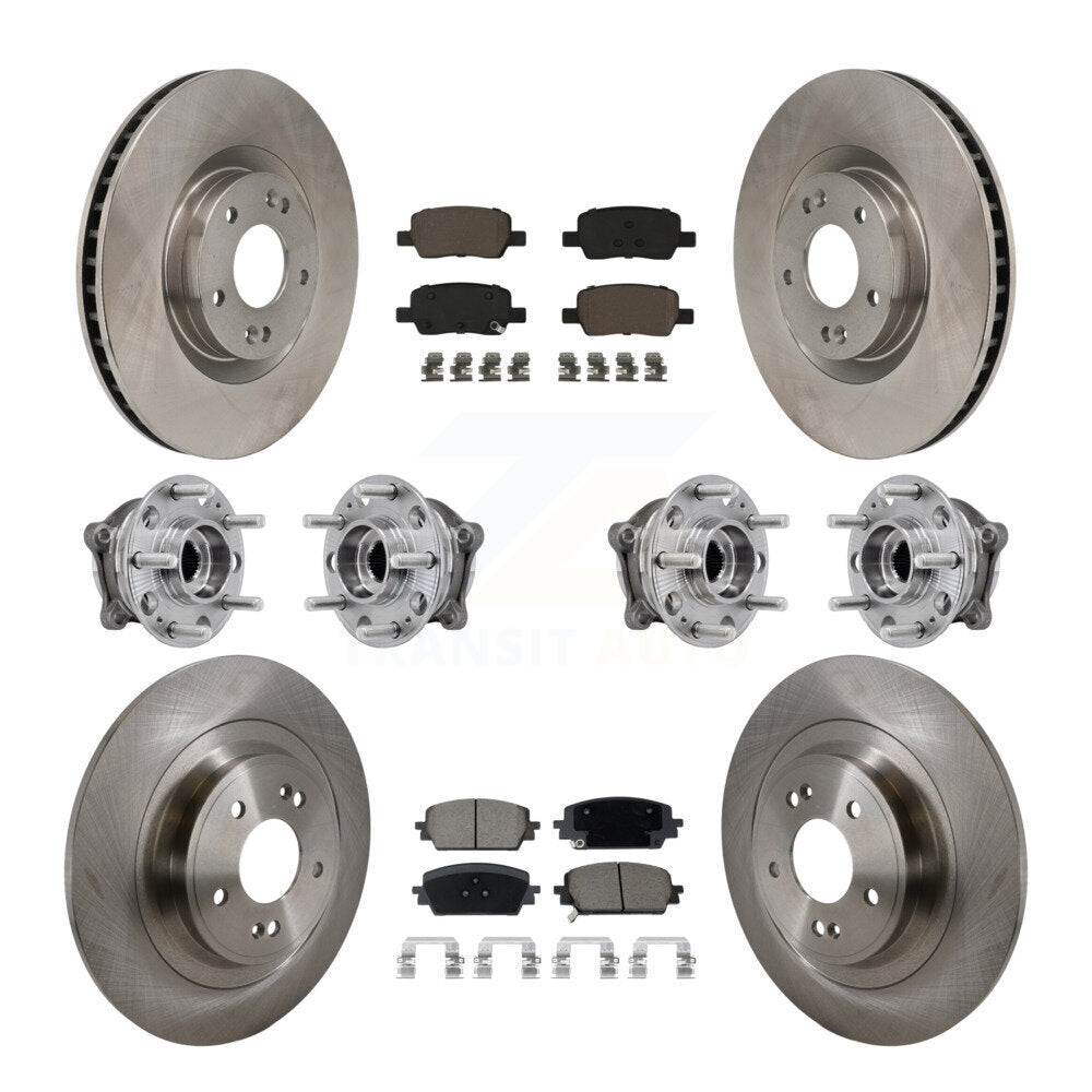 Transit Auto Front Rear Hub Bearings Assembly Disc Brake Rotors And Ceramic Pads Kit (10Pc) For Hyundai Santa Cruz Kia Sorento - Left Right Side (Driver Passenger) KBB-130337