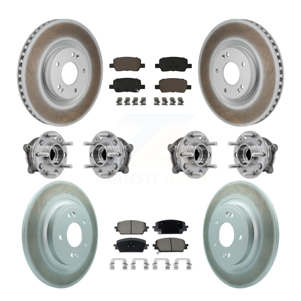 Transit Auto Front Rear Hub Bearings Assembly Coated Disc Brake Rotors And Ceramic Pads Kit (10Pc) For Hyundai Santa Fe Kia